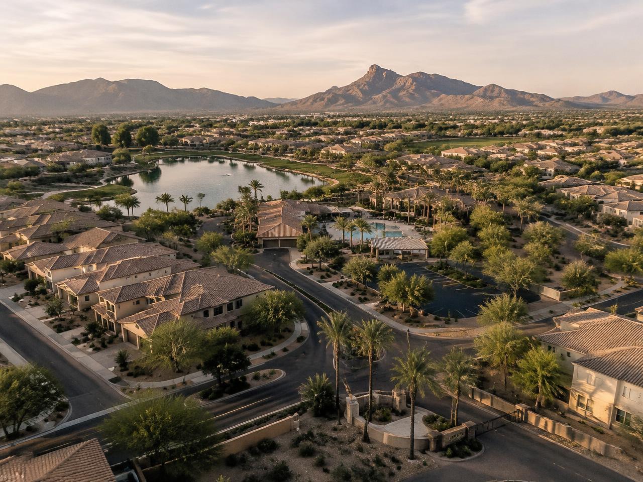 Aerial view of a Phoenix-area residential community